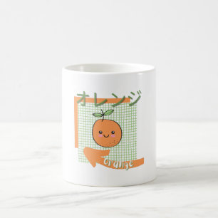 kawaii mat- söt Orange, orange, grönt Kaffemugg