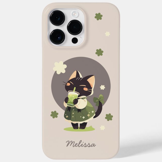 Kawaii Matcha Cat Case Gift for Anime & Cat Lovers (Baksida)