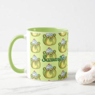 Kawaii Matcha Swiss Roll Bear Cake Mugg