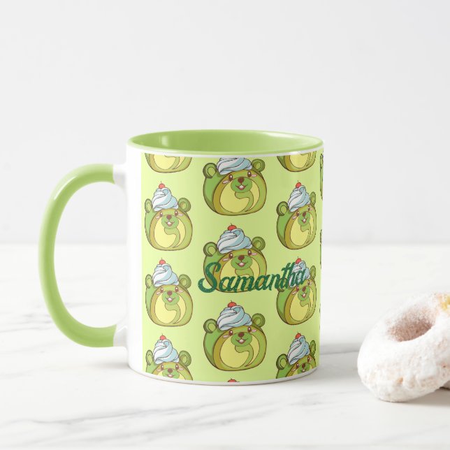 Kawaii Matcha Swiss Roll Bear Cake Mugg (Med munk)
