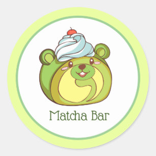 Kawaii Matcha Swiss Roll Bear Cake Runt Klistermärke
