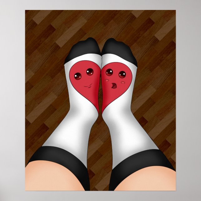 Kawaii Matching Socks Heart Poster (Framsidan)