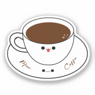 Kawaii Meow Kaffe Vinyldekal Klistermärken