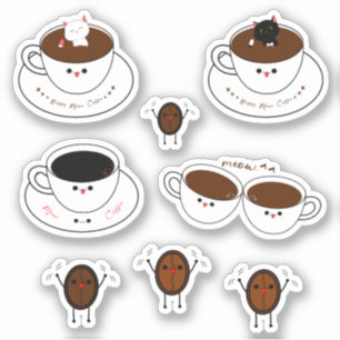 Kawaii Meow Kaffe Vinyldekal Klistermärken