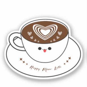 Kawaii Meow Latte Kaffe Vinyldekal Klistermärken