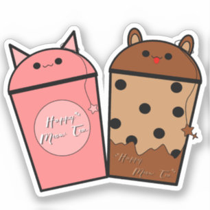 Kawaii Meow Tea Vinyl Klistermärke Klistermärken
