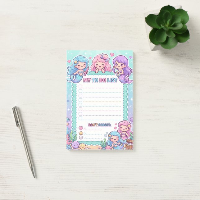 Kawaii Mermaid Under the Sea To-Do List Notepad Post-it Block (Kontor)