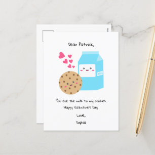 Kawaii Mjölk Cookies Valentindagen Cute Sweet Helg Vykort