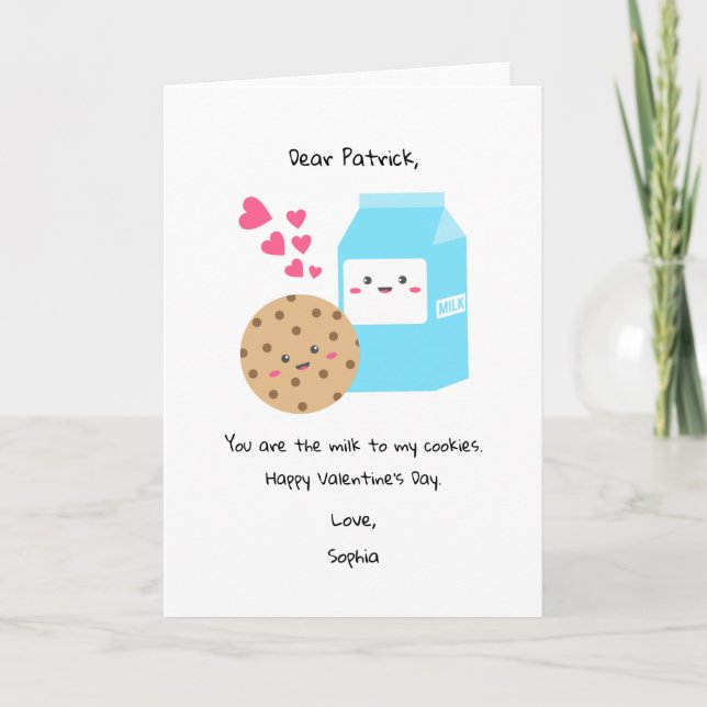 Kawaii Mjölk Cookies Valentindagen Cute Sweet Helgkort (Framsida)