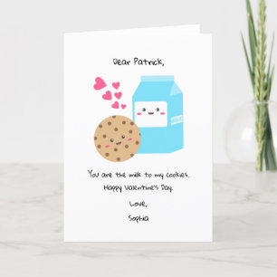 Kawaii Mjölk Cookies Valentindagen Cute Sweet Helgkort