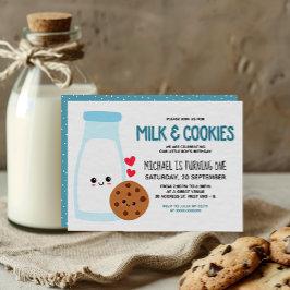 Kawaii Mjölk och Cookies Birthday Inbjudningar