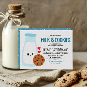 Kawaii Mjölk och Cookies Birthday Inbjudningar