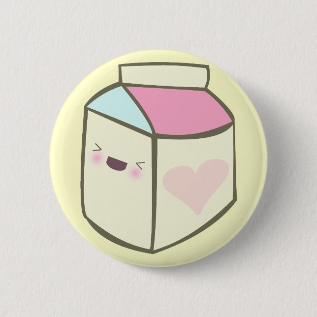 kawaii mjölkkartong glad ansikte söt vän knapp (Framsida)