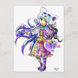 Kawaii Mode Cute Anime Girl - Manga Coola Stil Vykort