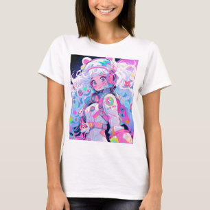 Kawaii Moe Pastel Space Astronaut Anime Girl T Shirt