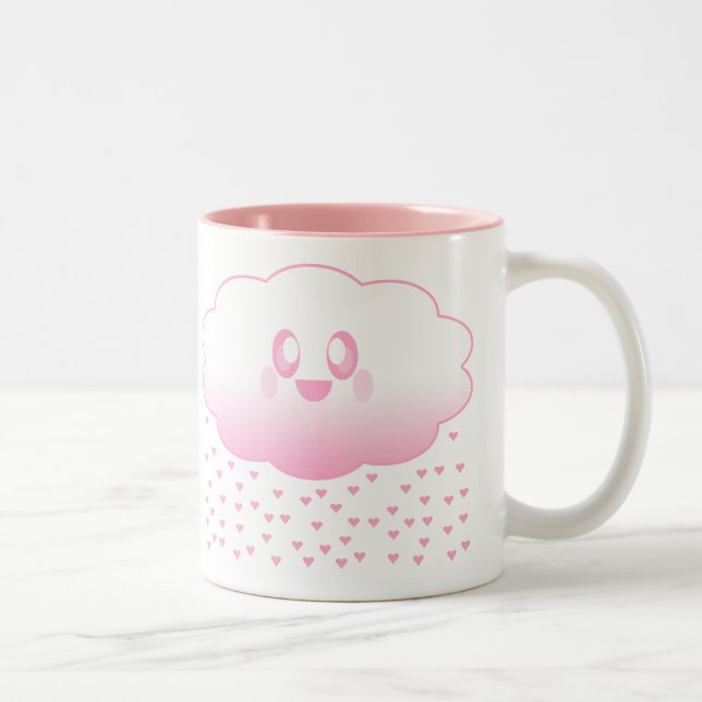 KAWAII MOLN REGNAR HJÄRTAN KÄRLEK SÖT Två-Tonad MUGG (Höger)