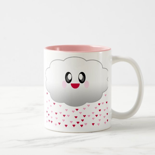 KAWAII MOLN REGNAR HJÄRTAN KÄRLEK Två-Tonad MUGG (Höger)