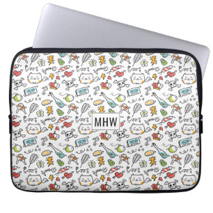 Kawaii Mönster anpassningsbar monogram laptop slee Fodral