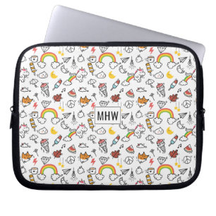 Kawaii Mönster anpassningsbar monogram laptop slee Fodral