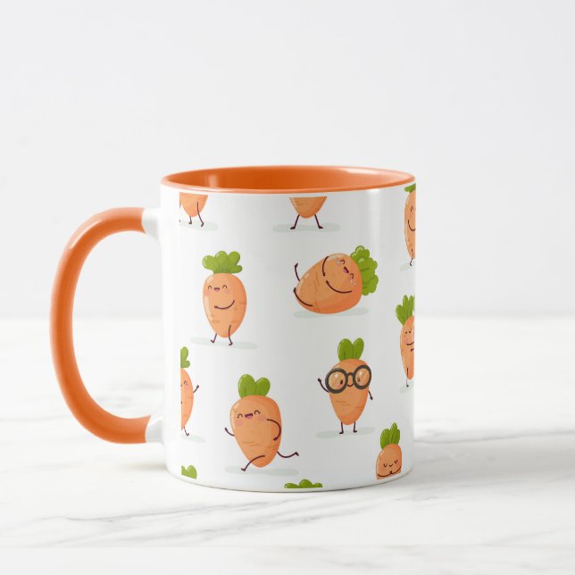 Kawaii mönster av roliga morötter mugg (Vänster)