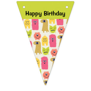 Kawaii Monster Birthday Bunting Banner Vimplar