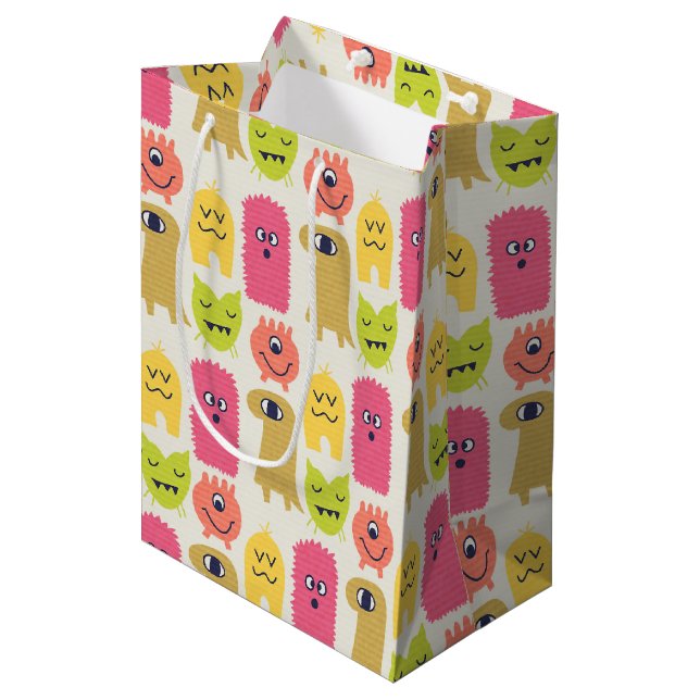 Kawaii Monster Birthday Gift Bag Medium (Framsidan Vinklad)