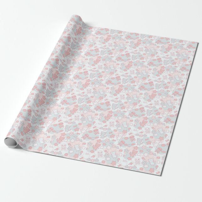 kawaii mönster med doodle presentpapper (Utrullad)