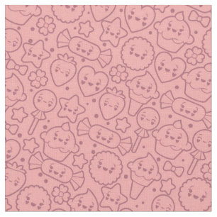 Kawaii mönster med gulliga tårtor tyg