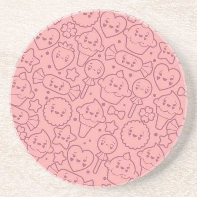 Kawaii mönster med gulliga tårtor underlägg (Framsidan)