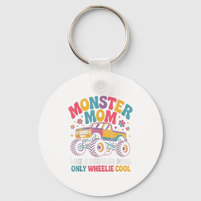 Kawaii Monster Mom Like Regular Mommy But Wheelie  Nyckelring (Framsida)
