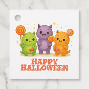 Kawaii Monsters & Lollipops Halloween Favor Bags Gåvor Etiketter