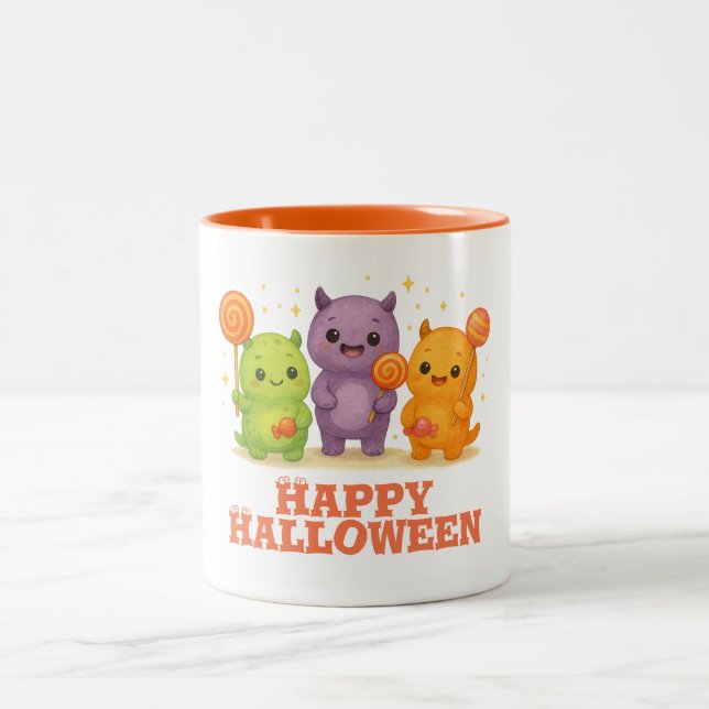 Kawaii Monsters & Lollipops Halloween Två-Tonad Mugg (Center)