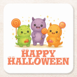 Kawaii Monsters & Lollipops Halloween Underlägg Papper Kvadrat