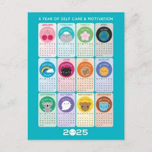 Kawaii Motivation & Self Care 2025-kalender Vykort