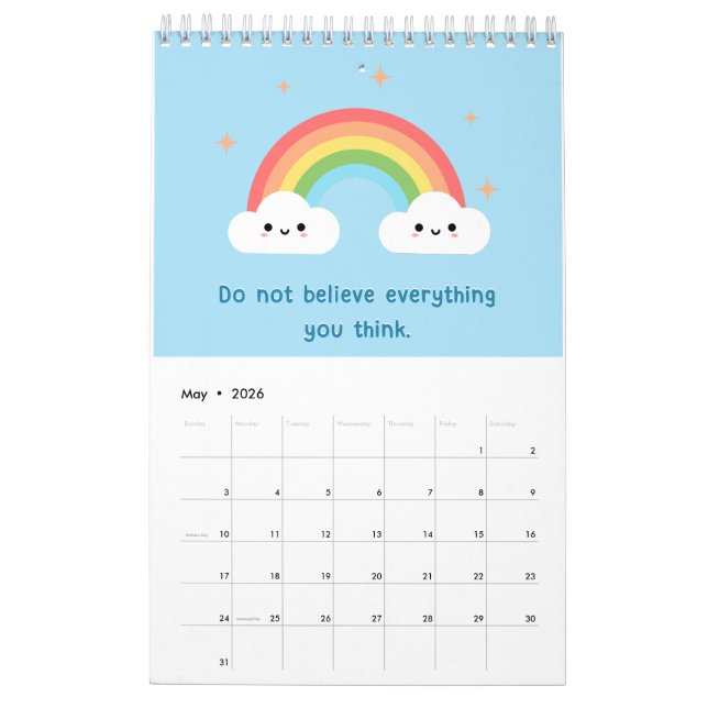 Kawaii Motivational Positive Affirmations Calendar Kalender (May 2026)