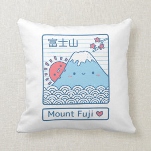 Kawaii Mount Fuji Japan Doodle Rumsdekor Kudde