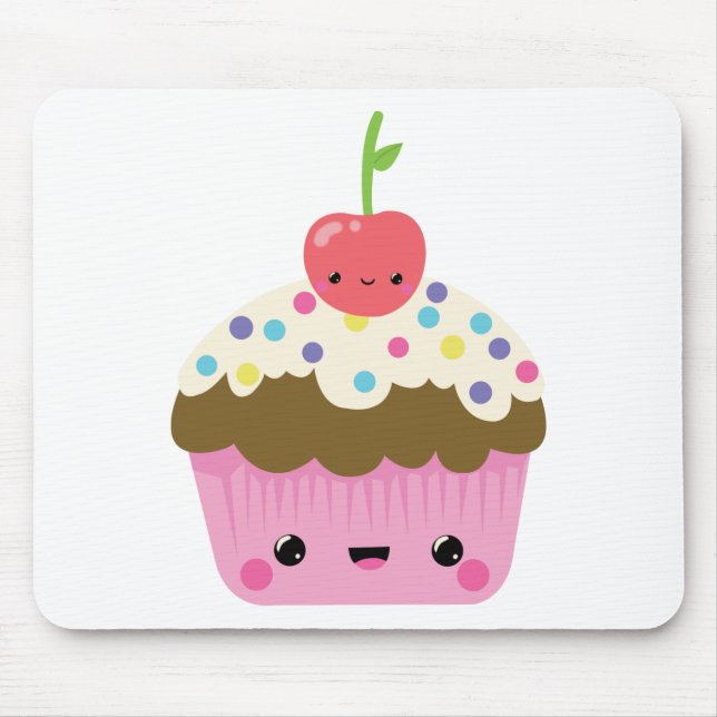 Kawaii muffin med körsbäret överst musmatta (Framsidan)
