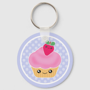 Kawaii muffinjordgubbe Keychain Nyckelring