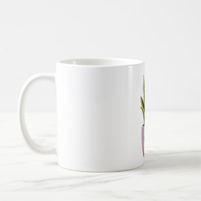 Kawaii-muggen med ormbunksväxt inomhusväxt kaffemugg (Vänster)