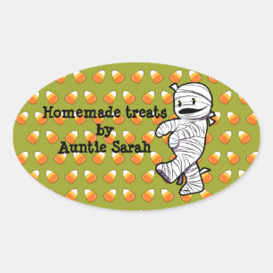 Kawaii Mummy Ovalt Klistermärke