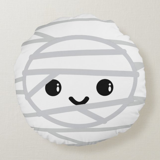 Kawaii Mummy Round Pillow Rund Kudde (Baksidan)