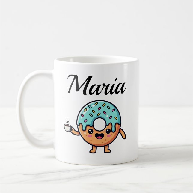 Kawaii Munk Kaffeälskare Personlig Kaffe Mugg (Vänster)