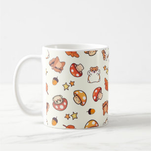 Kawaii Mushroom and Animals - Cream Kaffemugg