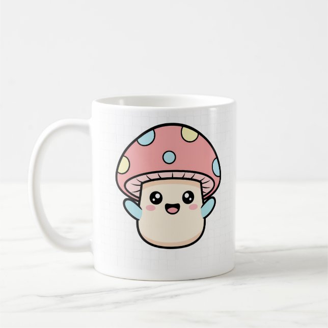 Kawaii Mushroom Buddy Kaffemugg (Vänster)
