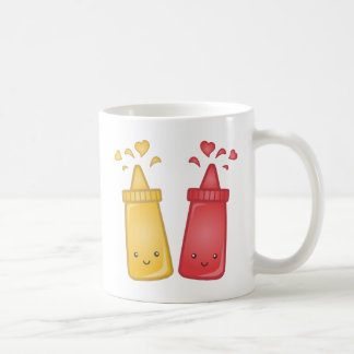 Kawaii Mustard och Ketchup Kärlek Kaffemugg