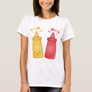 Kawaii Mustard och Ketchup Kärlek T-shirt