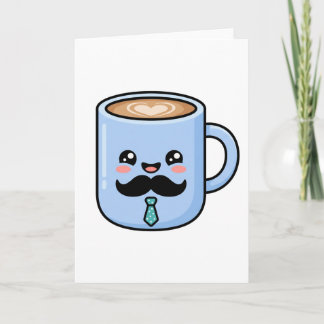Kawaii Mustasch Kaffemugge Söt Fars Dag Kort