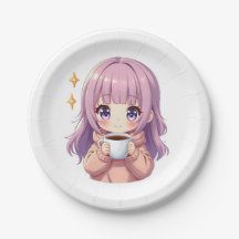 Kawaii Mysig Kaffe Flicka – Pastell Estetisk Klist