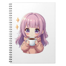 Kawaii Mysig Kaffe Flicka – Pastell Estetisk Klist