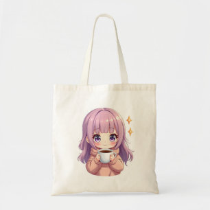 Kawaii Mysig Kaffe Flicka – Pastell Estetisk Klist Tygkasse